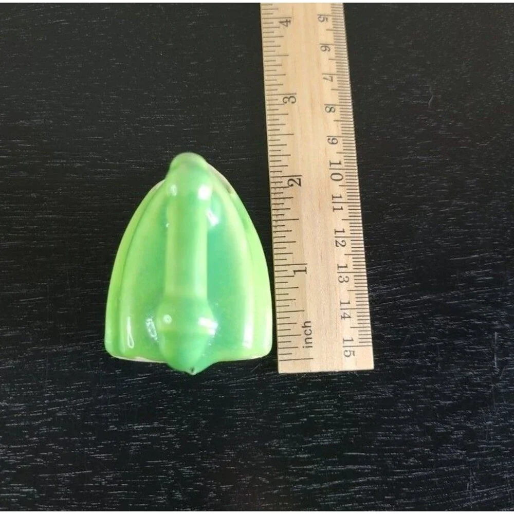Vintage Green Ceramic Iron Shaped Mini Bud Vase Toothpick Sewing Needle Holder